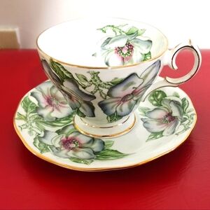 Vintage Magnolia Queen Anne Fine Bone China England Teacup & Saucer
